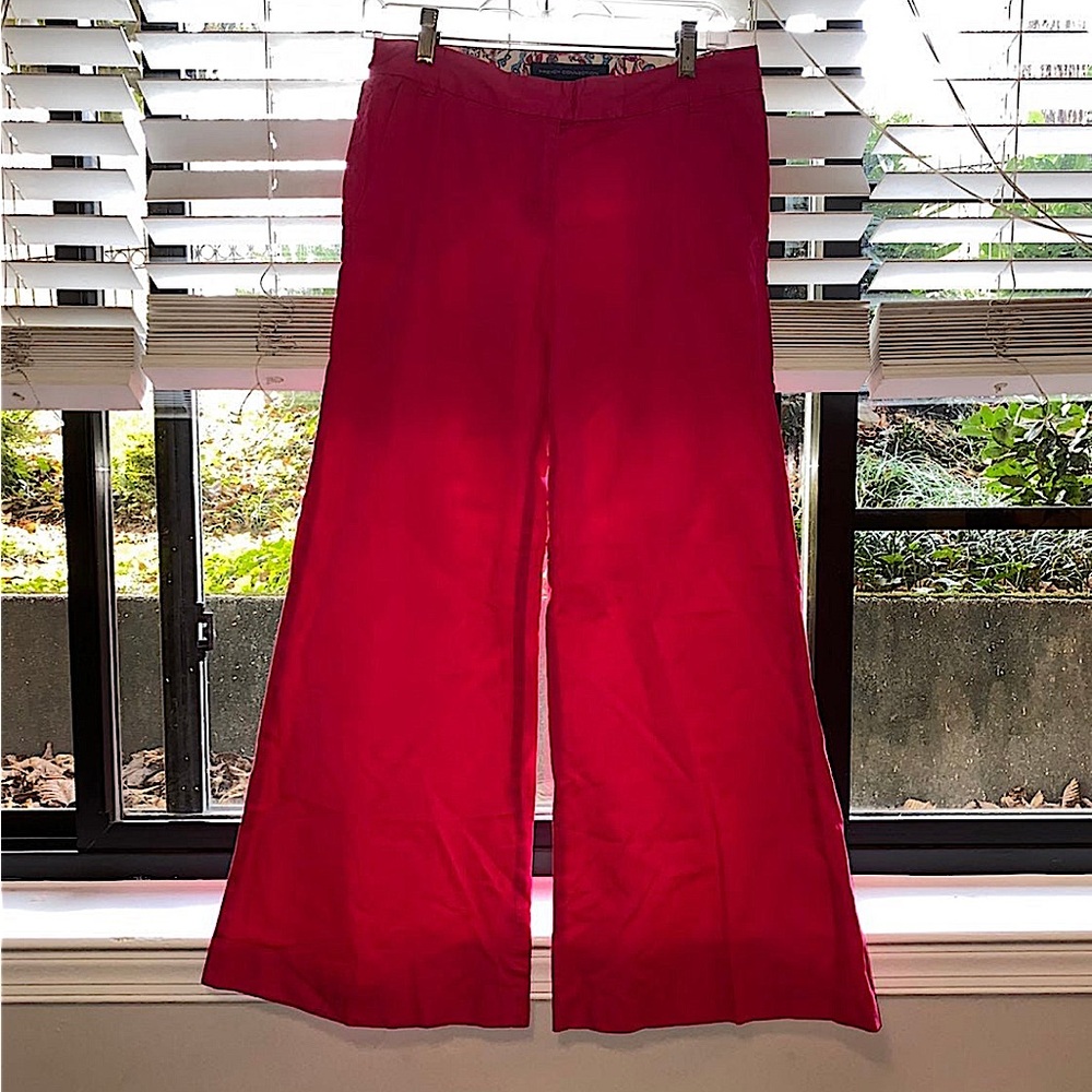 French Connection - Fuchsia Wide Leg Cotton Trousers